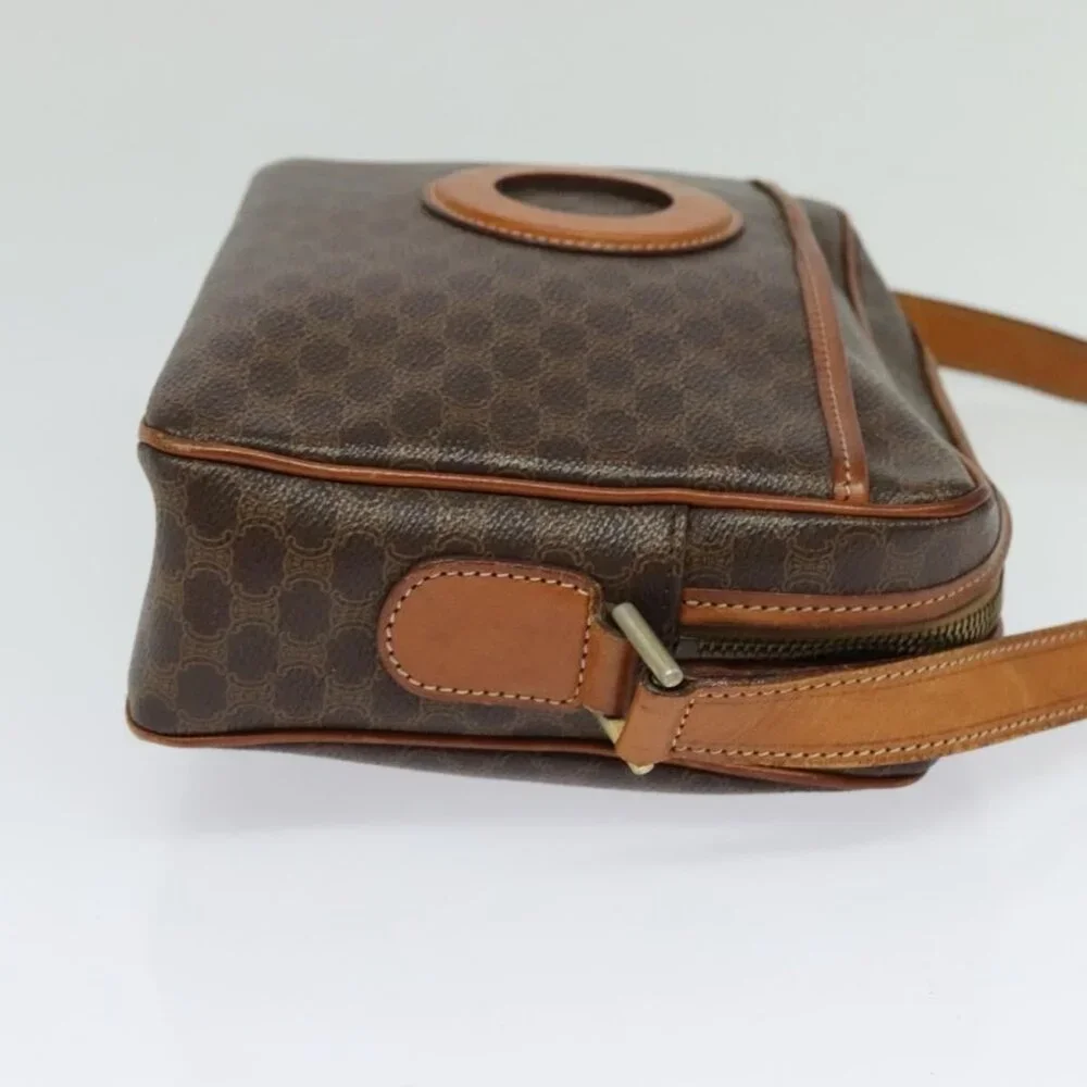 Authentic CELINE Macadam Canvas Shoulder Bag PVC Leather Brown Gold - Picture 11 of 16